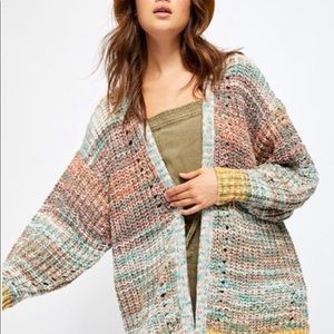NWT Free People Dreaming Again Cardi in Blue Combo